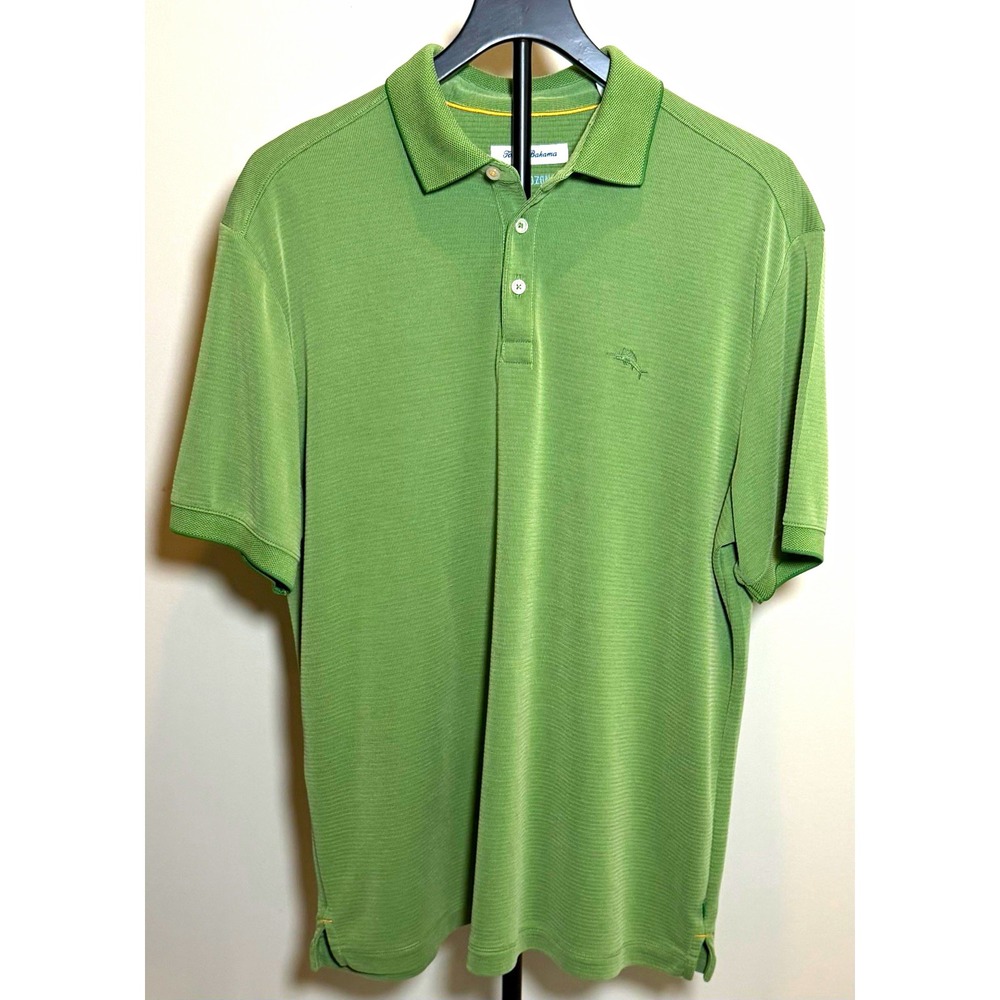 Tommy Bahama Island Zone Green Polo Shirt Men's L Short Sleeve Modal Blend Logo